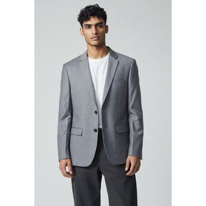 Soul Of London Men's Slim Fit Silver Blazer With Notch Lapels & Button Cuffs 42R